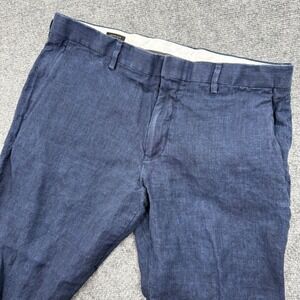 J Crew Ludlow Slim Fit 100% Linen Blend Pants 33W x 30L Navy Blue Men's